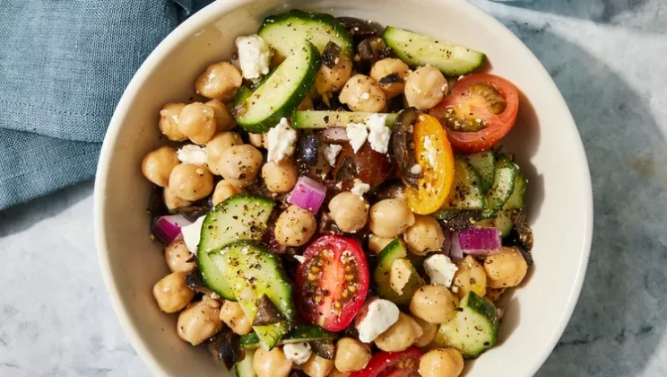 Greek Garbanzo Bean Salad Recipe — Quick and Easy Homemade Snack